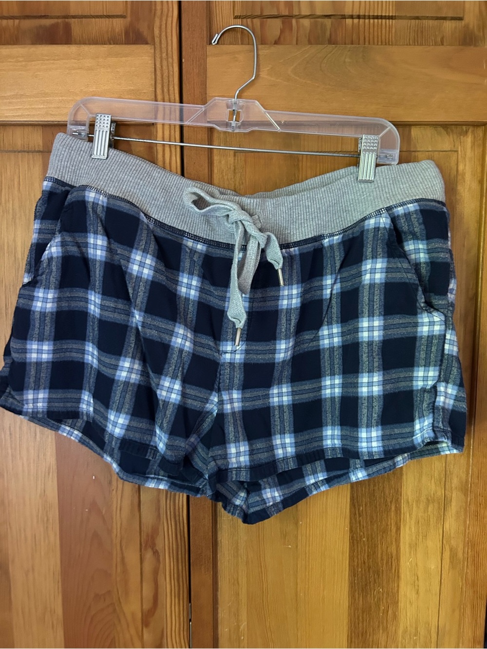 aerie Navy and Gray Plaid Lounge Shorts